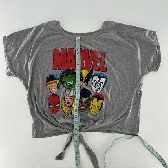 Marvel Comics Women's Graphic Cropped Tie Front T Shirt Size XL Gray - Picture 6 of 6